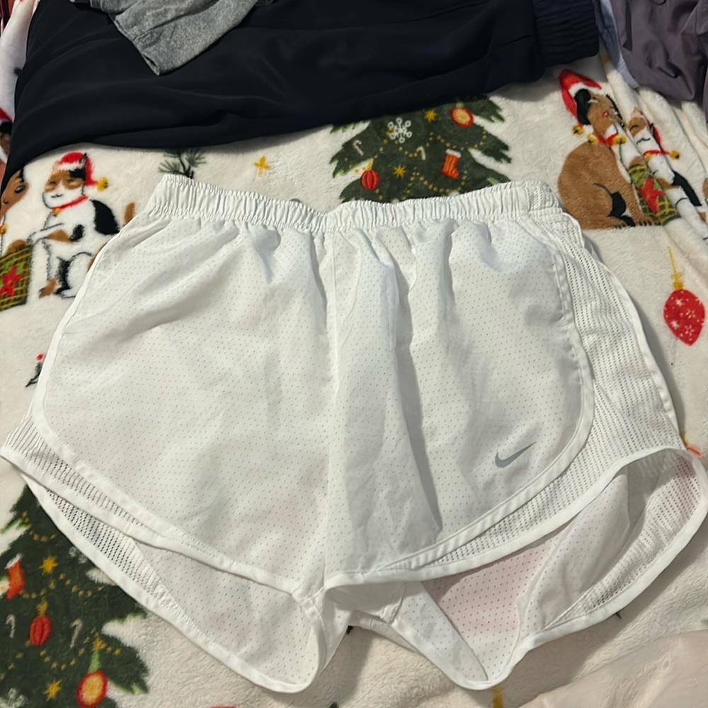 NIKE SZ L DRI-FIT SHORTS WHITE